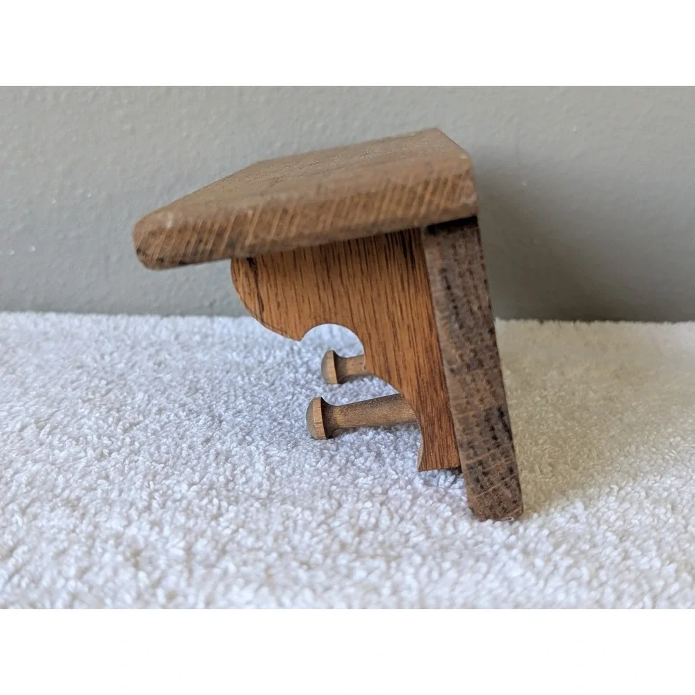 Cottage Core Wooden Heart Hanging Wall Shelf with Pegs Grandmacore 7.5